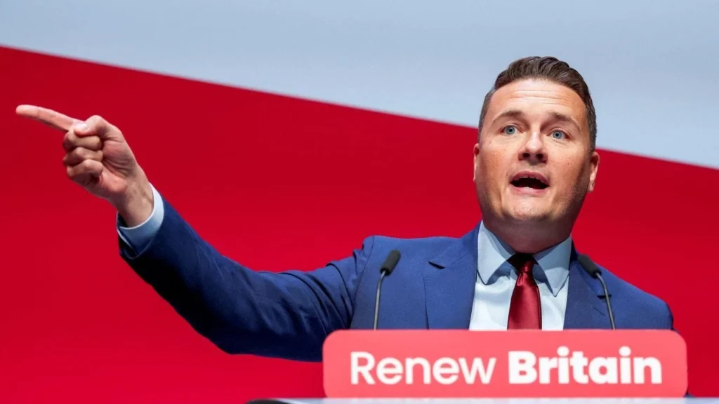 Wes Streeting speaking about the NHS and health priorities at Labour Conference 2025