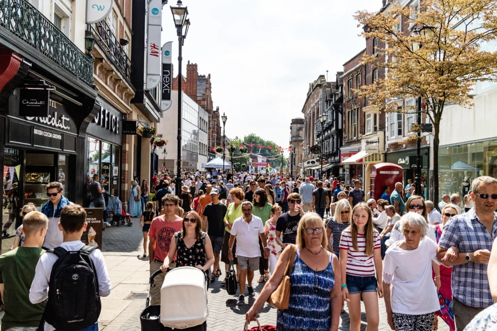working people on uk high street